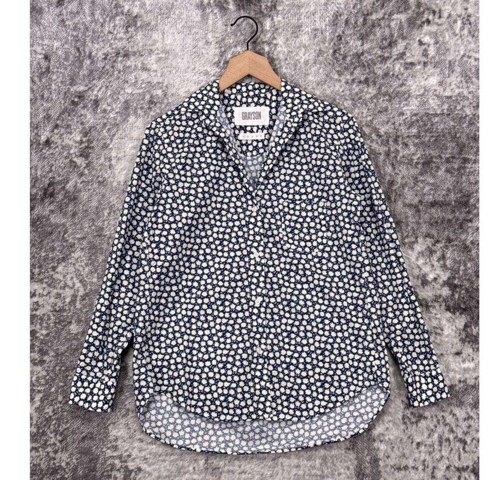 Grayson Frank & Eileen Shirt 1 / XS Womens The Hero Blue Floral Daisies Top